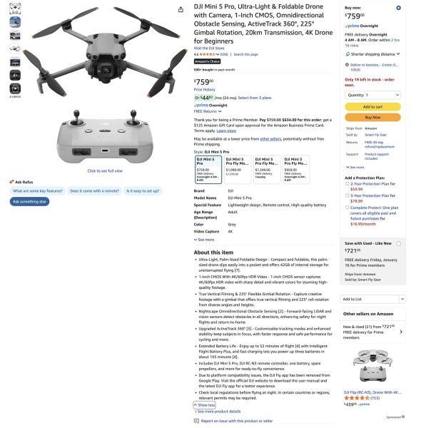 DJI Mini 5 Pro Now Available On Amazon Starting At $759 With Prime Shipping DJI Mini 5 Pro Now Available On Amazon Starting At $759 With Prime Shipping | ADrones | 2