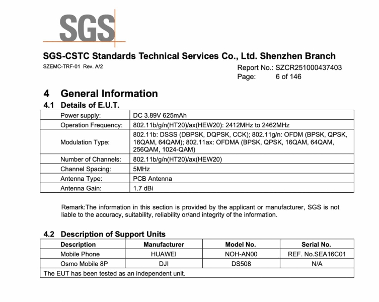 DJI Osmo FrameTap Appears In FCC Filing DJI Osmo FrameTap Appears In FCC Filing | ADrones | 4